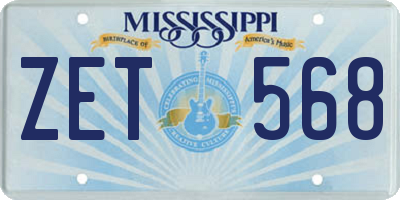 MS license plate ZET568