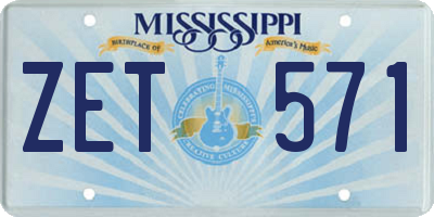 MS license plate ZET571