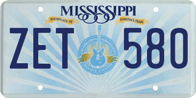 MS license plate ZET580