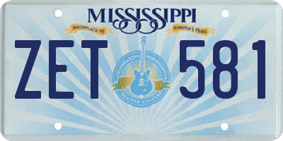 MS license plate ZET581