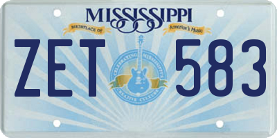 MS license plate ZET583