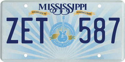 MS license plate ZET587