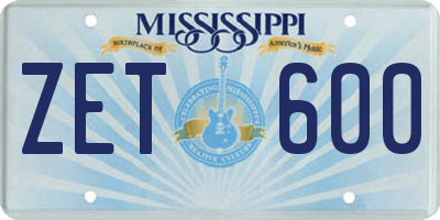MS license plate ZET600