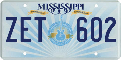 MS license plate ZET602
