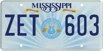 MS license plate ZET603