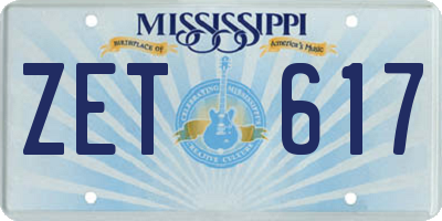 MS license plate ZET617