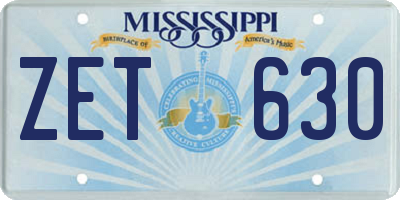 MS license plate ZET630