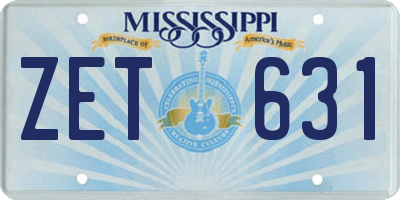 MS license plate ZET631