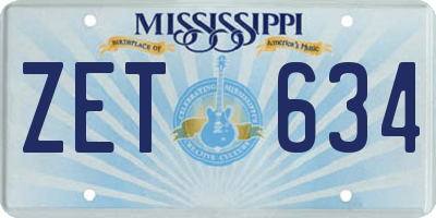 MS license plate ZET634