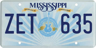 MS license plate ZET635