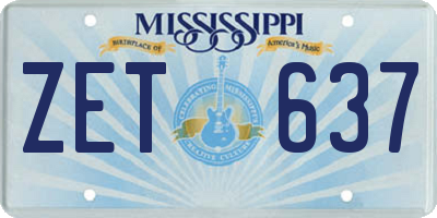 MS license plate ZET637