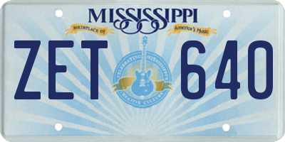MS license plate ZET640