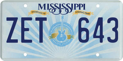 MS license plate ZET643