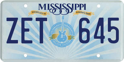 MS license plate ZET645