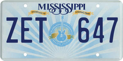 MS license plate ZET647