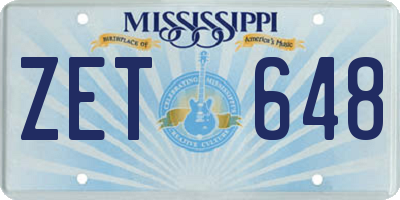 MS license plate ZET648