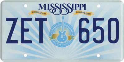 MS license plate ZET650