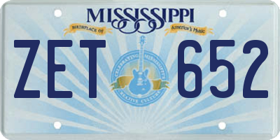 MS license plate ZET652
