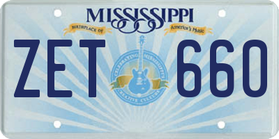 MS license plate ZET660