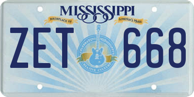 MS license plate ZET668