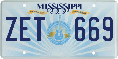 MS license plate ZET669