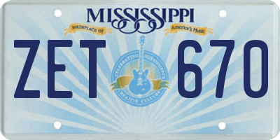 MS license plate ZET670