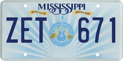 MS license plate ZET671