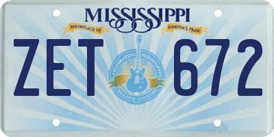 MS license plate ZET672