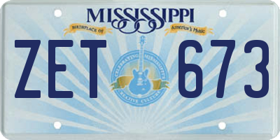 MS license plate ZET673