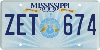 MS license plate ZET674