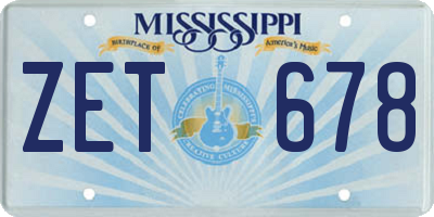 MS license plate ZET678