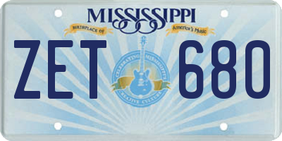 MS license plate ZET680