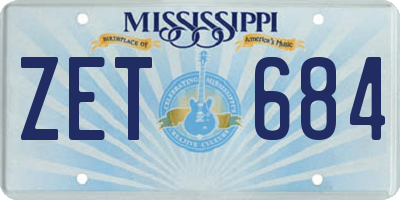 MS license plate ZET684