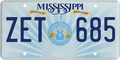 MS license plate ZET685