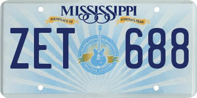MS license plate ZET688
