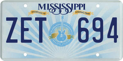 MS license plate ZET694