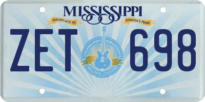 MS license plate ZET698