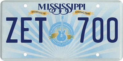 MS license plate ZET700
