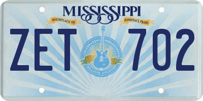 MS license plate ZET702