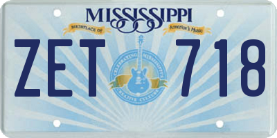 MS license plate ZET718