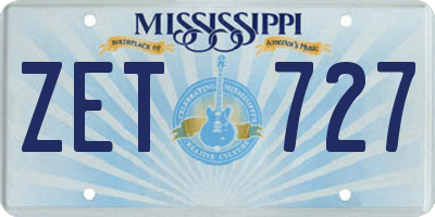 MS license plate ZET727