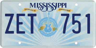 MS license plate ZET751