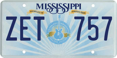 MS license plate ZET757