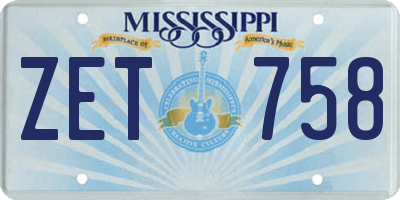 MS license plate ZET758