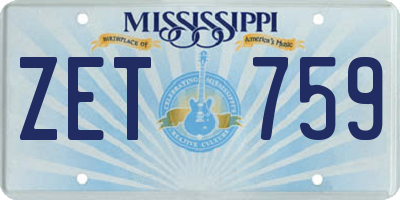 MS license plate ZET759