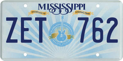 MS license plate ZET762