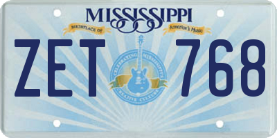 MS license plate ZET768