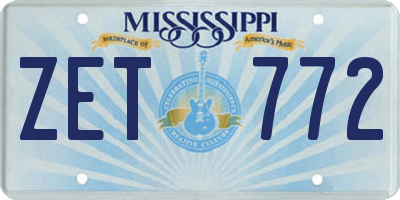 MS license plate ZET772