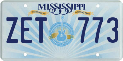 MS license plate ZET773