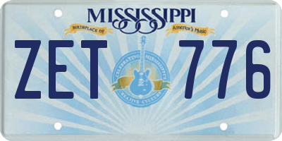 MS license plate ZET776
